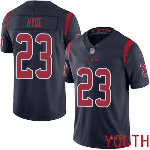 Houston Texans Limited Navy Blue Youth Carlos Hyde Jersey NFL Football #23 Rush Vapor Untouchable->youth nfl jersey->Youth Jersey